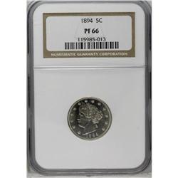 	1894 5C PR66 NGC. A fully brilliant light gray Premium 1894
