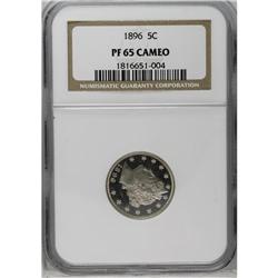 	1896 5C PR65 Cameo NGC. A lovely Gem proof with except 1896