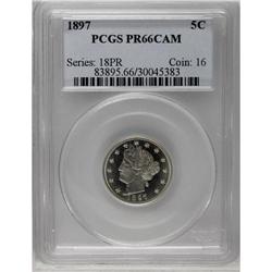 	1897 5C PR66 Cameo PCGS. Deeply reflective fields are 1897