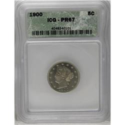 	1900 5C PR67 ICG. A sharply struck Superb Gem proof wi 1900