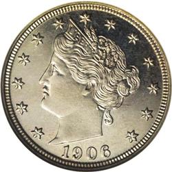 	1906 5C PR67 Cameo NGC. The bright, deeply mirrored su 1906