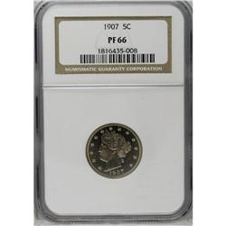 	1907 5C PR66 NGC. This date has the lowest proof produ 1907