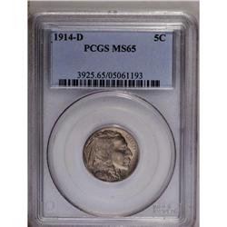 	1914-D 5C MS65 PCGS. A highly regarded issue in the Bu 1914-D