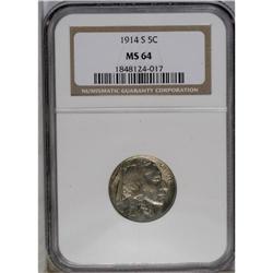 	1914-S 5C MS64 NGC. A splendid and Choice Mint State e 1914-S