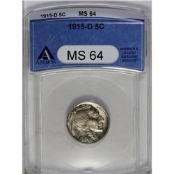 	1915-D 5C MS64 ANACS. Delicate gold and gunmetal hues 1915-D