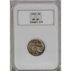 	1917 5C MS66 NGC. Subtle dove-gray and gold toning ble 1917