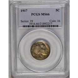 	1917 5C MS66 PCGS. A sharply struck example with inten 1917