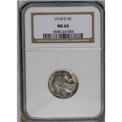 	1918-D 5C MS64 NGC. This example is the typical Choice 1918-D