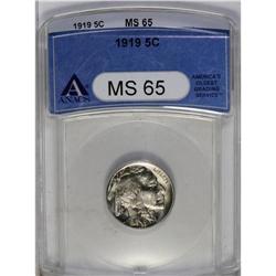 	1919 5C MS65 ANACS. Gentle battleship-gray and copper- 1919