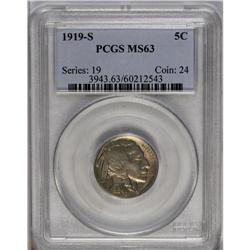 	1919-S 5C MS63 PCGS. Golden hued with slightly muted l 1919-S