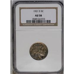 	1921-S 5C AU58 NGC. A highly lustrous near-Mint exampl 1921-S