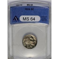 	1924 5C MS64 ANACS. A shimmering golden-gray near-Gem 1924