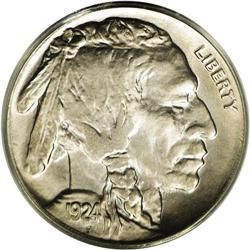 	1924 5C MS66 PCGS. Lovely light pastel rose and ice-bl 1924