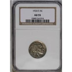 	1924-S 5C AU55 NGC. Medium gray color with steaks of p 1924-S