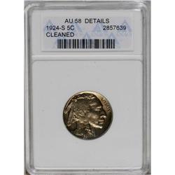 	1924-S 5C --Cleaned--ANACS. AU58 Details. Battleship-gr 1924-S