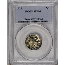 	1927 5C MS66 PCGS. Both sides are awash in blazing lu 1927