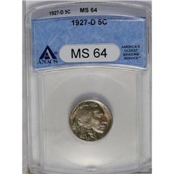 	1927-D 5C MS64 ANACS. A mushy strike is noted on both 1927-D