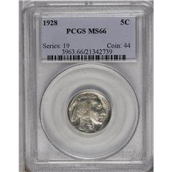 	1928 5C MS66 PCGS. This satiny gunmetal-gray premium G 1928