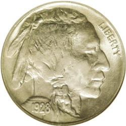 	1928 5C MS67 NGC. Pastel powder-blue and chestnut tint 1928