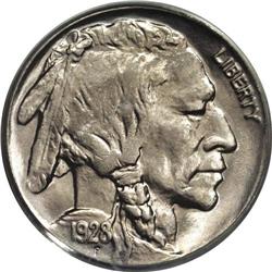 	1928 5C MS67 PCGS. Lustrous surfaces are visited by pa 1928