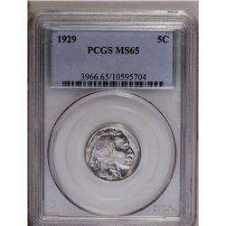 	1929 5C MS65 PCGS. Highly lustrous and frosty light gr 1929
