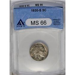 	1930-S 5C MS66 ANACS. Soft golden-gray patina and plea 1930-S