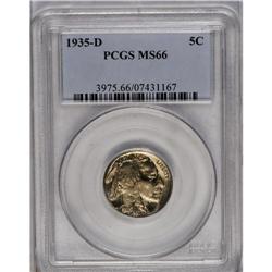 	1935-D 5C MS66 PCGS. A thin veil of tan-gold color is 1935-D