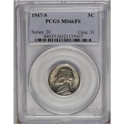 	1947-S 5C MS66 Full Steps PCGS. Silver-gray and tan to 1947-S