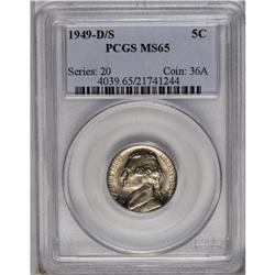 	1949-D/S 5C MS65 PCGS. FS-032. The upper curve of an S 1949-D/S