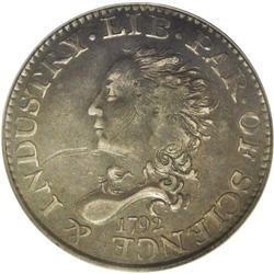 	1792 H10C Half Disme, Judd-7, Pollock-7, R.4, VF25 PCG 1792