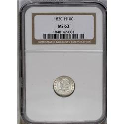 	1830 H10C MS63 NGC. V-4, LM-6, R.5. A scarce die varie 1830