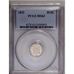 	1832 H10C MS63 PCGS. V-2, LM-12, R.2. Variety is confi 1832