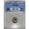 Image 1 : 	1837 H10C Large Date (Curl Top 1) MS64 ANACS. A lustro 1837