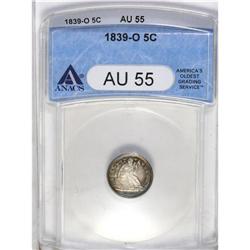 	1839-O H10C No Drapery AU55 ANACS. Sharply struck with 1839-O