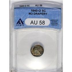 	1840-O H10C No Drapery AU58 ANACS. A melange of steel- 1840-O