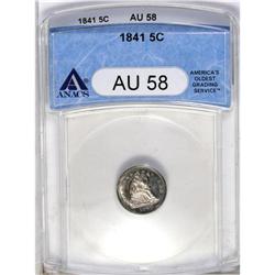	1841 H10C AU58 ANACS, forest-green, gold, and mauve to 1841