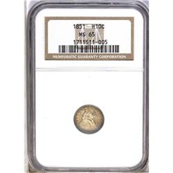	1851 H10C MS65 NGC. Well struck with lustrous surfaces 1851