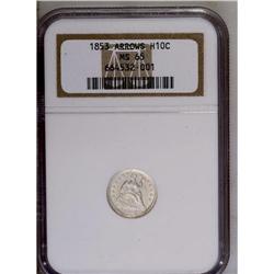 	1853 H10C Arrows MS65 NGC. A well struck example of th 1853