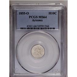 	1855-O H10C Arrows MS64 PCGS. Struck from a rusted obv 1855-O