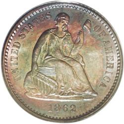 	1862 H10C MS67 PCGS. Extraordinary satiny surfaces wit 1862