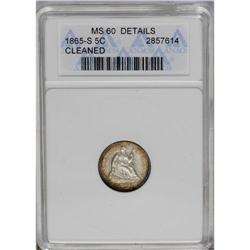 	1865-S H10C --Cleaned--ANACS. MS60 Details. A lightly h 1865-S