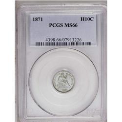 	1871 H10C MS66 PCGS. Whispers of light tan color visit 1871