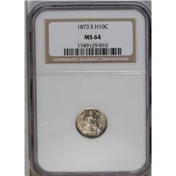 	1873-S H10C MS64 NGC. Dapples of cobalt-blue, olive-gr 1873-S