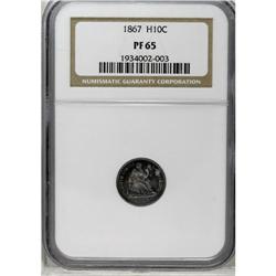 	1867 H10C PR65 NGC. Deep violet-purple toning with sal 1867