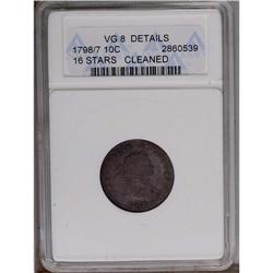 	1798/97 10C 16 Stars on Reverse--Cleaned--ANACS. VG8 D 1798/97