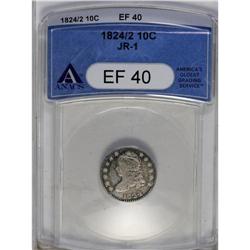 	1824/2 10C XF40 ANACS. JR-1, R.3. Sea-green and rose-r 1824/2