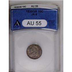 	1830/29 10C AU55 ANACS. JR-5, R.2. Dappled khaki-green 1830/29