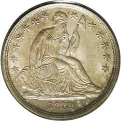 	1839 10C No Drapery MS66 PCGS. Fortin-106a. A relative 1839