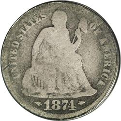 	1874-CC 10C Arrows AG3 ANACS. Brian Greer termed the ' 1874-CC