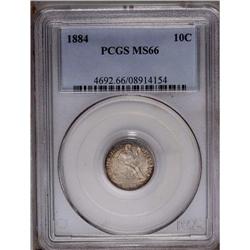 	1884 10C MS66 PCGS. Lustrous and seemingly pristine, t 1884